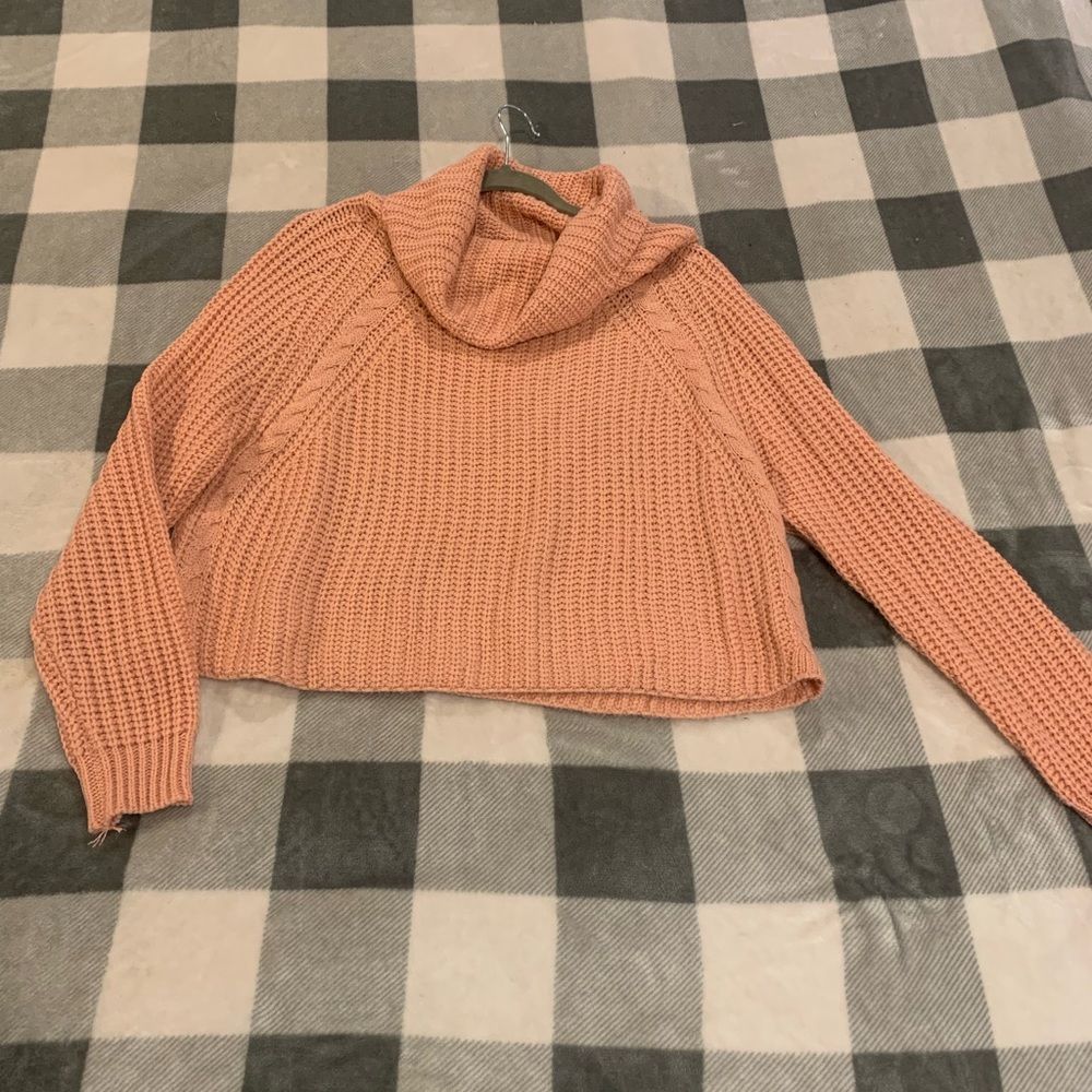 Cropped Chrysanthemum Cowl Neck Sweater